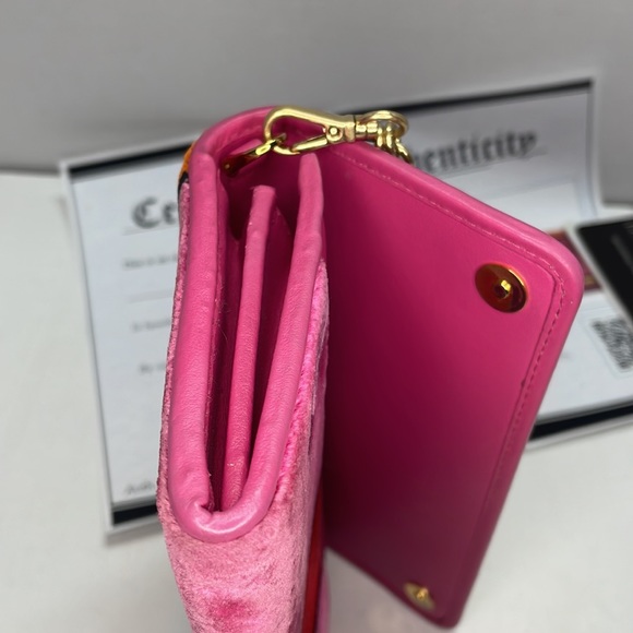 Authentic PRADA cahier pink velvet clutch wristlet bag with card and COA - Picture 8 of 11